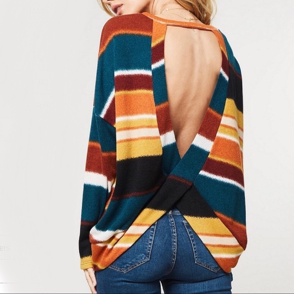 Sweaters - NEW! Colorblock Striped Loose Knit Sweater Top